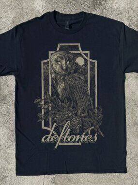 Retro Owl & Floral Frame Alt Metal Graphic Tee